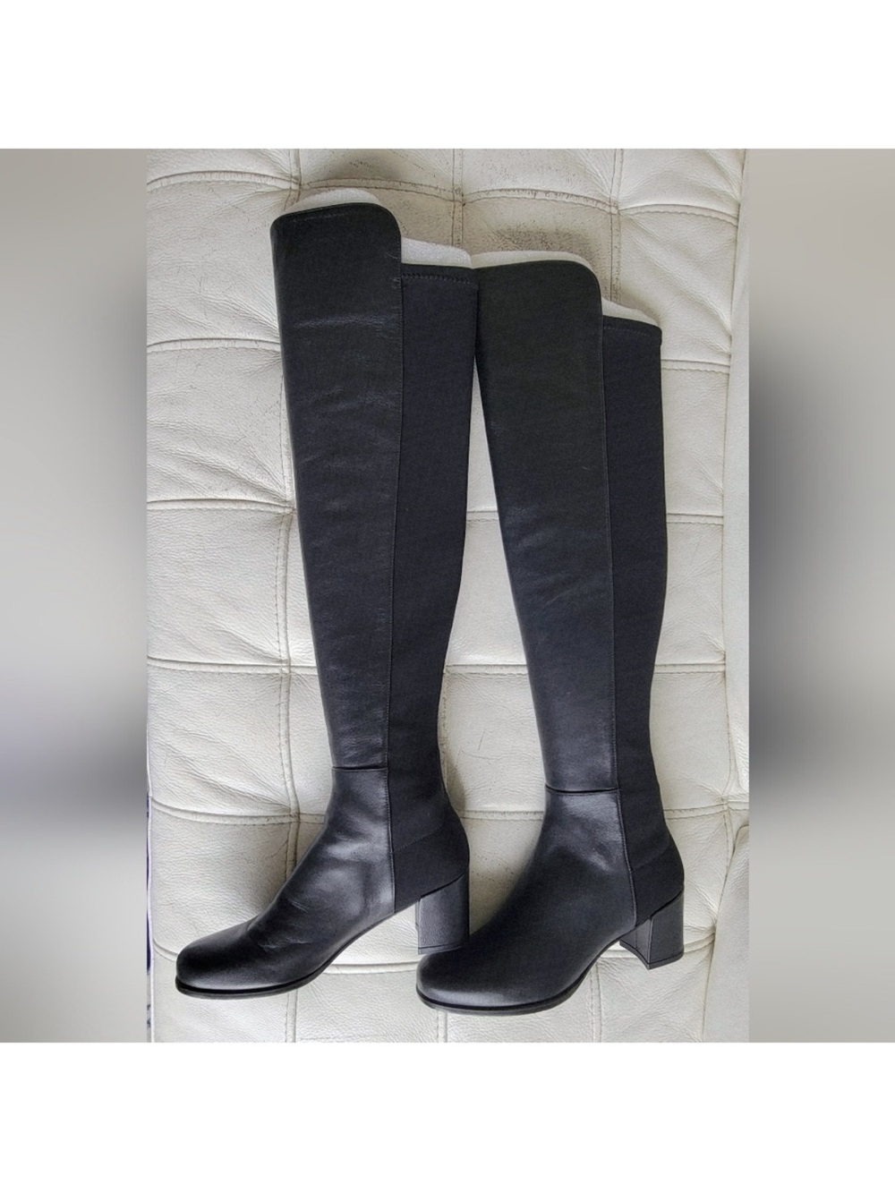 Stuart Weitzman Black Knee-High Block Heel Boots